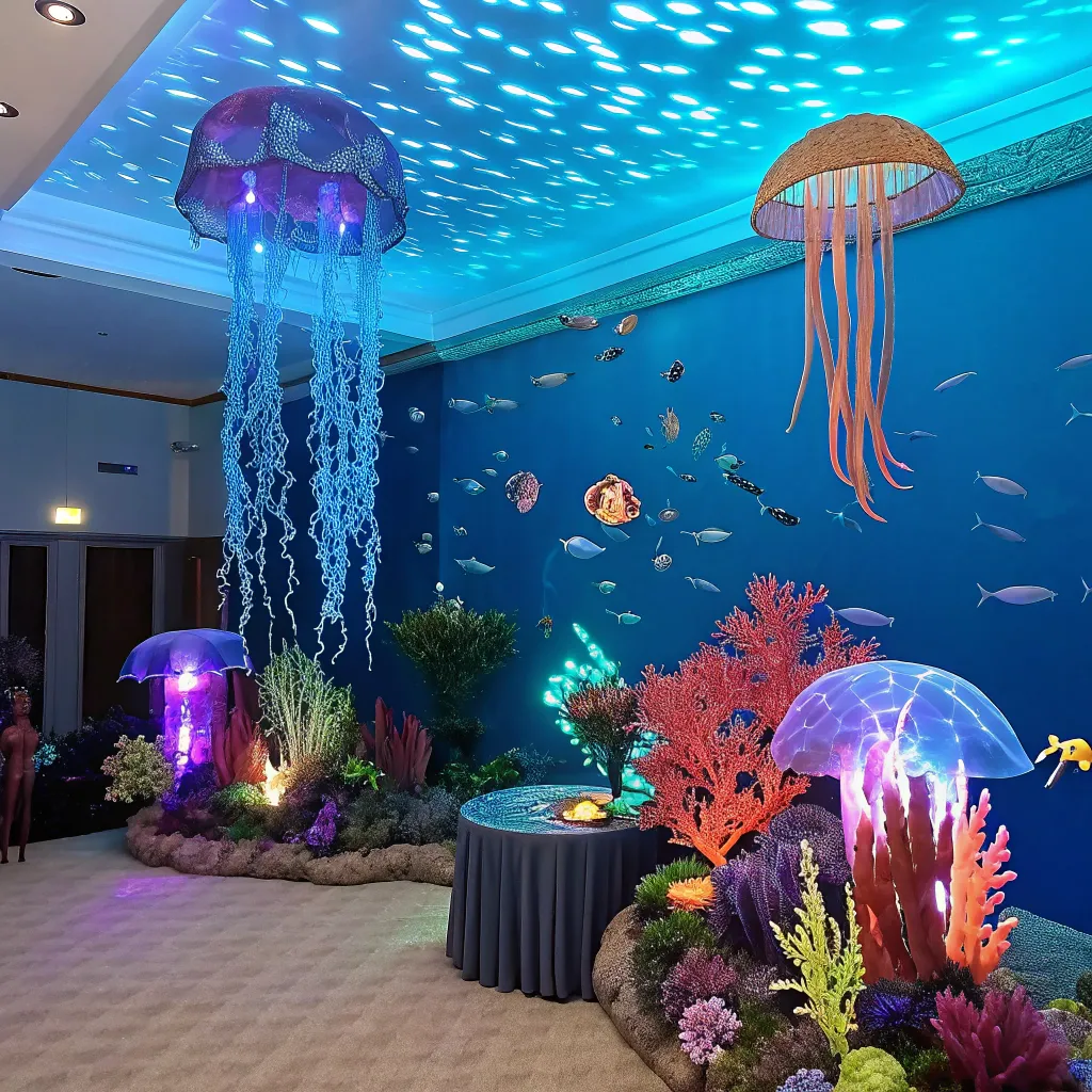 Under the sea themed party with ocean decorations